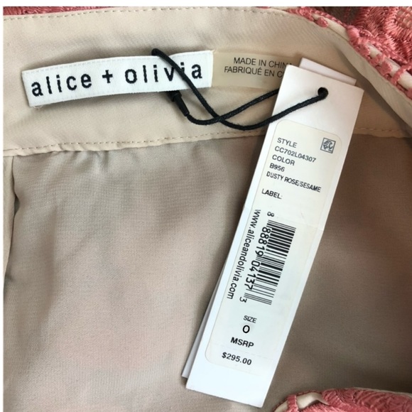 Alice + Oliva Lace Fringe Pink/Coral King Skirt back Zip Sz 0 - Picture 6 of 9